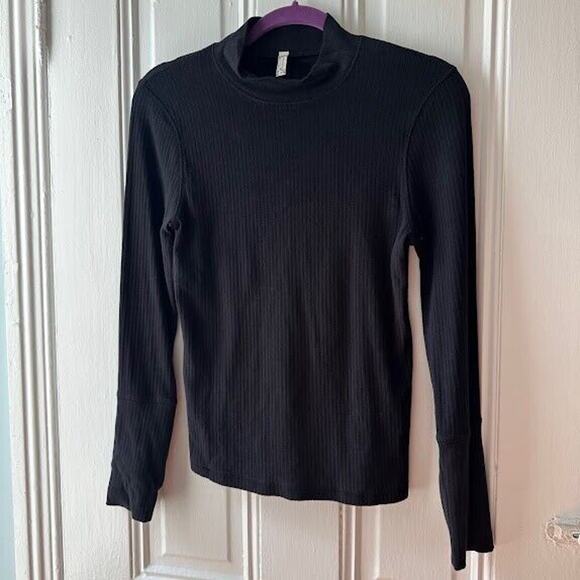 Free People Tops - Intimately Free People FP Black Ribbed Long Sleeve Mock Neck Stretchy Large Top